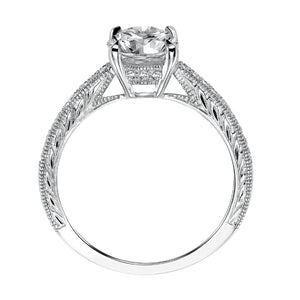 Artcarved Bridal Semi-Mounted with Side Stones Vintage Engraved Diamond Engagement Ring Antonia 14K White Gold