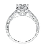 Artcarved Bridal Mounted with CZ Center Vintage Engraved Diamond Engagement Ring Anastasia 14K White Gold