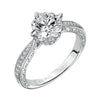 Artcarved Bridal Mounted with CZ Center Vintage Engraved Diamond Engagement Ring Calista 14K White Gold