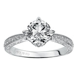 Artcarved Bridal Mounted with CZ Center Vintage Engraved Diamond Engagement Ring Calista 14K White Gold