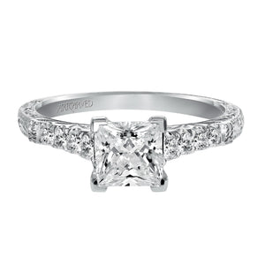 Artcarved Bridal Mounted with CZ Center Vintage Engagement Ring Charmaine 14K White Gold