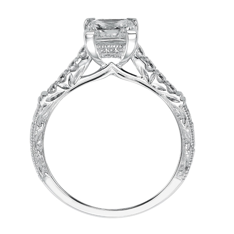 Artcarved Bridal Semi-Mounted with Side Stones Vintage Engagement Ring Charmaine 14K White Gold