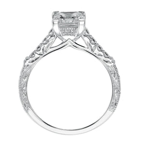 Artcarved Bridal Semi-Mounted with Side Stones Vintage Engagement Ring Charmaine 14K White Gold