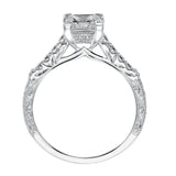 Artcarved Bridal Mounted with CZ Center Vintage Engagement Ring Charmaine 14K White Gold