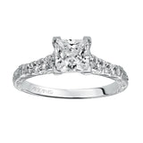 Artcarved Bridal Semi-Mounted with Side Stones Vintage Engagement Ring Charmaine 14K White Gold