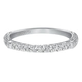 Artcarved Bridal Mounted with Side Stones Vintage Diamond Wedding Band Charmaine 14K White Gold