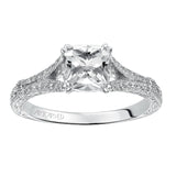 Artcarved Bridal Mounted with CZ Center Vintage Engraved Diamond Engagement Ring Angelina 14K White Gold