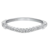 Artcarved Bridal Mounted with Side Stones Vintage Engraved Diamond Wedding Band Angelina 14K White Gold