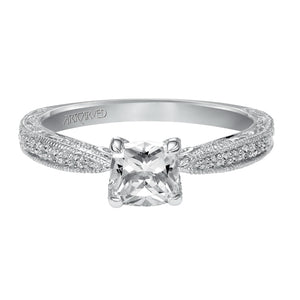 Artcarved Bridal Semi-Mounted with Side Stones Vintage Engagement Ring Harlow 14K White Gold