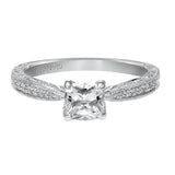 Artcarved Bridal Mounted with CZ Center Vintage Engagement Ring Harlow 14K White Gold