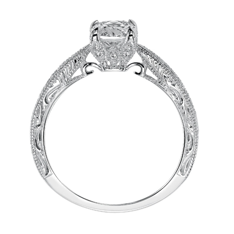 Artcarved Bridal Mounted with CZ Center Vintage Engagement Ring Harlow 14K White Gold