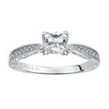 Artcarved Bridal Semi-Mounted with Side Stones Vintage Engagement Ring Harlow 14K White Gold