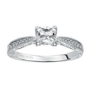 Artcarved Bridal Mounted with CZ Center Vintage Engagement Ring Harlow 14K White Gold