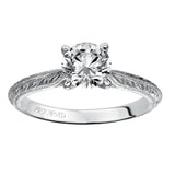 Artcarved Bridal Semi-Mounted with Side Stones Vintage Engraved Solitaire Engagement Ring Imani 14K White Gold