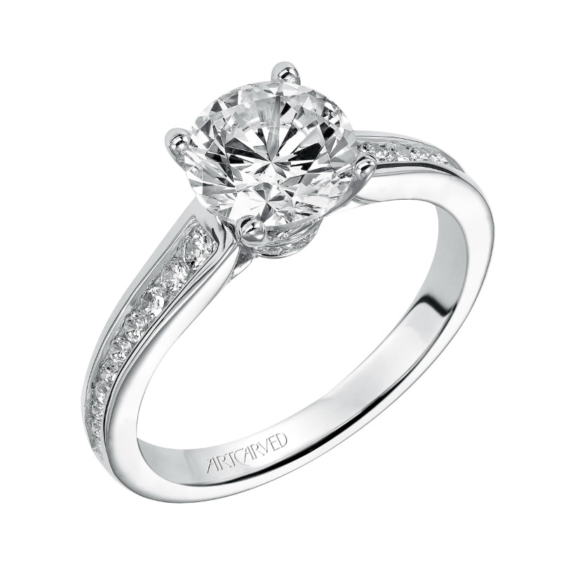 Artcarved Bridal Mounted with CZ Center Classic Diamond Engagement Ring Isla 14K White Gold