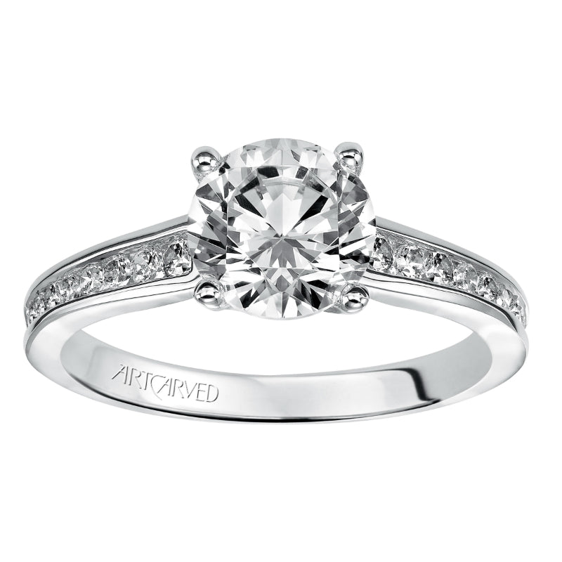 Artcarved Bridal Mounted with CZ Center Classic Diamond Engagement Ring Isla 14K White Gold