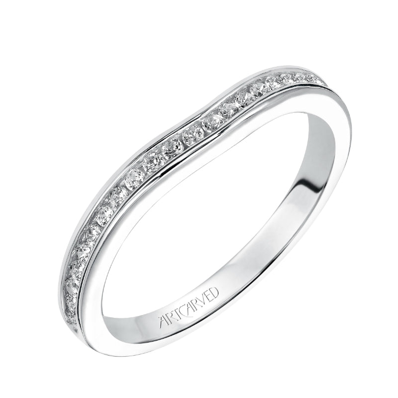 Artcarved Bridal Mounted with Side Stones Classic Diamond Engagement Ring Isla 14K White Gold