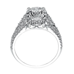 Artcarved Bridal Semi-Mounted with Side Stones Classic Halo Engagement Ring Wanda 14K White Gold