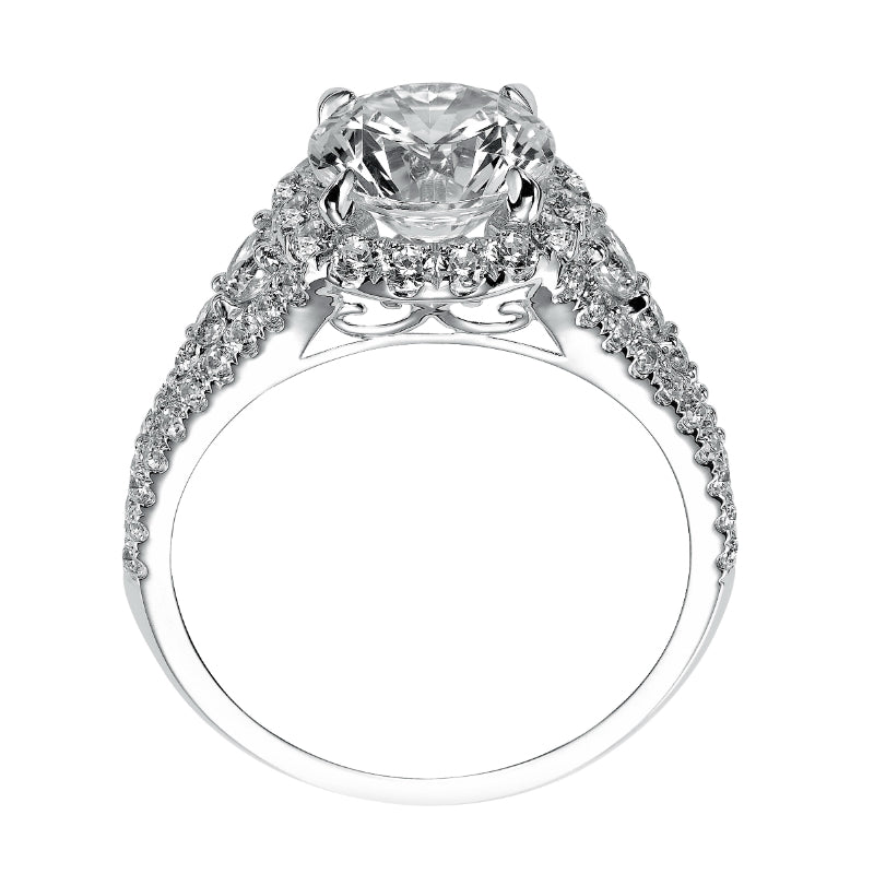 Artcarved Bridal Mounted with CZ Center Classic Halo Engagement Ring Wanda 14K White Gold