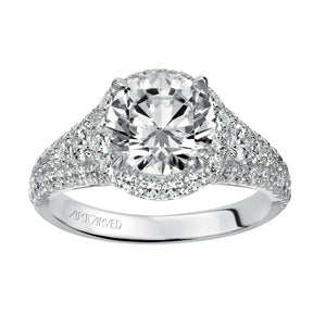 Artcarved Bridal Semi-Mounted with Side Stones Classic Halo Engagement Ring Wanda 14K White Gold