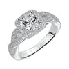 Artcarved Bridal Semi-Mounted with Side Stones Vintage One Love Engagement Ring Lizbeth 14K White Gold