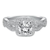 Artcarved Bridal Mounted with CZ Center Vintage Milgrain Twist Engagement Ring Lizbeth 14K White Gold