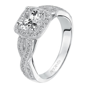 Artcarved Bridal Mounted with CZ Center Vintage Milgrain Twist Engagement Ring Lizbeth 14K White Gold