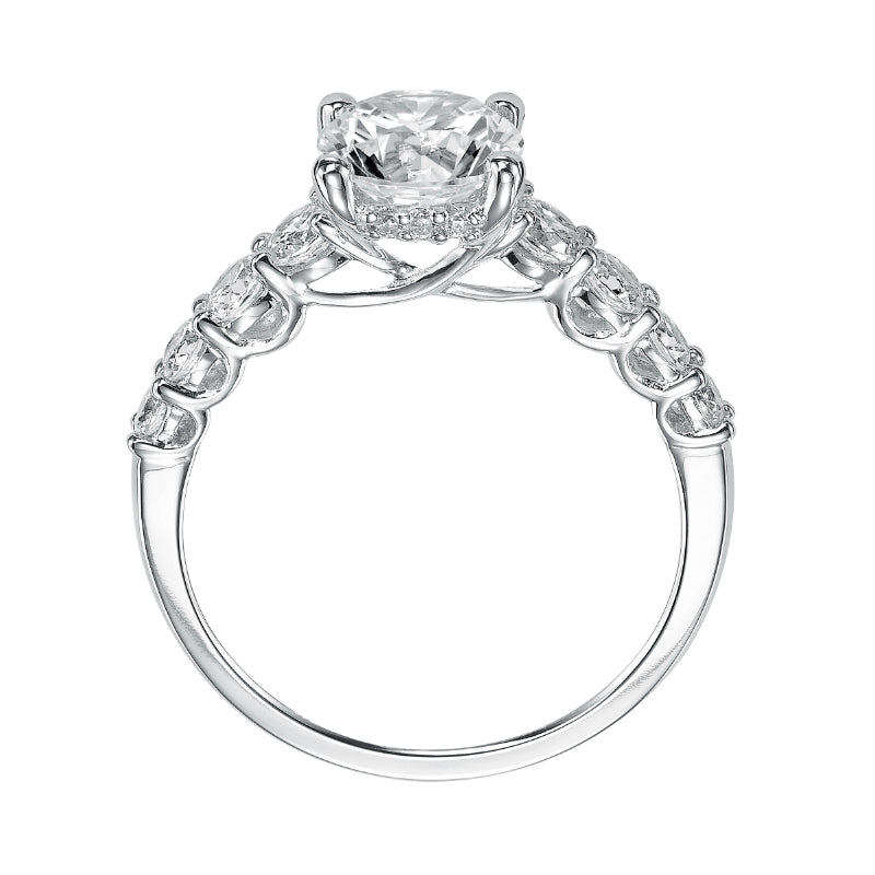 Artcarved Bridal Semi-Mounted with Side Stones Classic Diamond Engagement Ring Leandra 14K White Gold