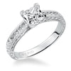 Artcarved Bridal Mounted with CZ Center Vintage Engraved Diamond Engagement Ring Alani 14K White Gold