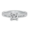 Artcarved Bridal Mounted with CZ Center Vintage Engraved Diamond Engagement Ring Alani 14K White Gold