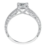 Artcarved Bridal Mounted with CZ Center Vintage Engraved Diamond Engagement Ring Alani 14K White Gold