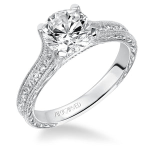 Artcarved Bridal Mounted with CZ Center Vintage Vintage Engagement Ring Zoya 14K White Gold