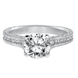 Artcarved Bridal Semi-Mounted with Side Stones Vintage Vintage Engagement Ring Zoya 14K White Gold