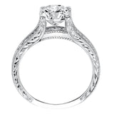 Artcarved Bridal Semi-Mounted with Side Stones Vintage Vintage Engagement Ring Zoya 14K White Gold