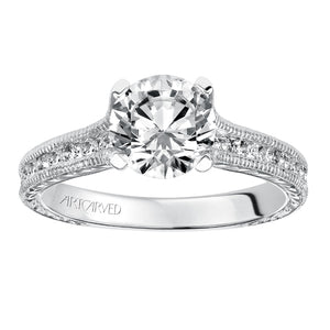 Artcarved Bridal Mounted with CZ Center Vintage Vintage Engagement Ring Zoya 14K White Gold