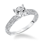 Artcarved Bridal Semi-Mounted with Side Stones Vintage Engagement Ring Julie 14K White Gold