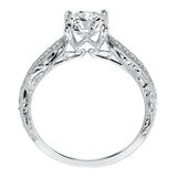 Artcarved Bridal Semi-Mounted with Side Stones Vintage Engagement Ring Julie 14K White Gold