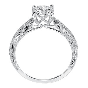 Artcarved Bridal Semi-Mounted with Side Stones Vintage Engagement Ring Julie 14K White Gold