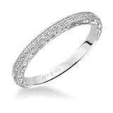 Artcarved Bridal Mounted with Side Stones Vintage Engraved Diamond Wedding Band Julie 14K White Gold