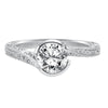 Artcarved Bridal Mounted with CZ Center Vintage Engraved Diamond Engagement Ring Rima 14K White Gold