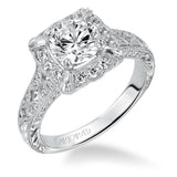 Artcarved Bridal Semi-Mounted with Side Stones Vintage Engraved Diamond Engagement Ring Alura 14K White Gold