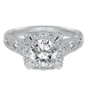 Artcarved Bridal Mounted with CZ Center Vintage Engraved Diamond Engagement Ring Alura 14K White Gold