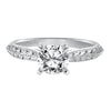 Artcarved Bridal Unmounted No Stones Vintage Engraved Solitaire Engagement Ring Cherry 14K White Gold