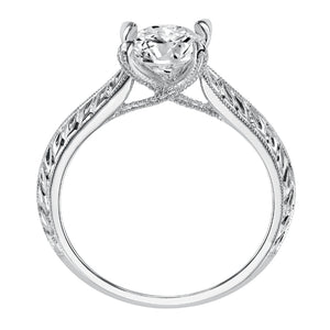 Artcarved Bridal Unmounted No Stones Vintage Engraved Solitaire Engagement Ring Cherry 14K White Gold