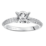 Artcarved Bridal Unmounted No Stones Vintage Engraved Solitaire Engagement Ring Cherry 14K White Gold