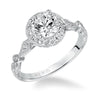 Artcarved Bridal Mounted with CZ Center Vintage Halo Engagement Ring Crystal 14K White Gold