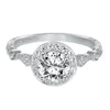 Artcarved Bridal Mounted with CZ Center Vintage Halo Engagement Ring Crystal 14K White Gold