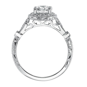 Artcarved Bridal Mounted with CZ Center Vintage Halo Engagement Ring Crystal 14K White Gold