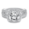 Artcarved Bridal Semi-Mounted with Side Stones Vintage Engraved Diamond Engagement Ring Miriam 14K White Gold