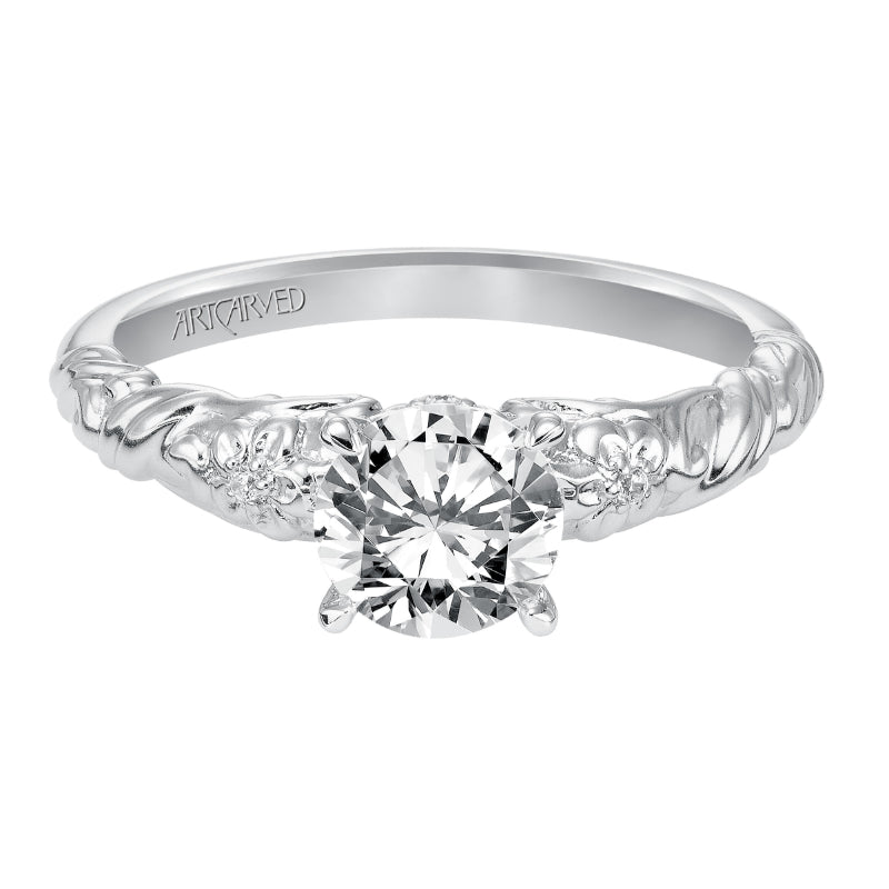 Artcarved Bridal Semi-Mounted with Side Stones Vintage Engagement Ring Kyle 14K White Gold